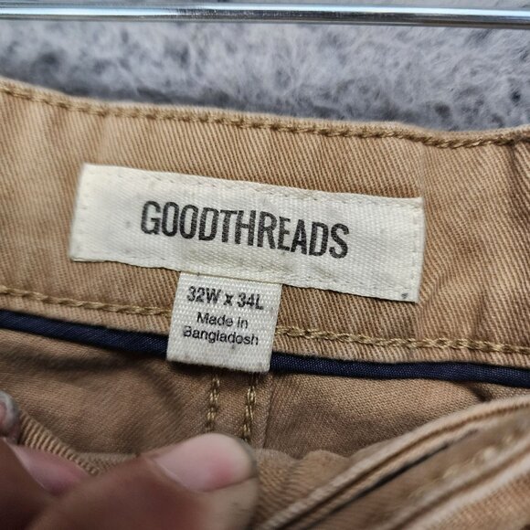 Goodthreads Pants Mens 32x34 Brown Stretch Mid Rise Slim - Picture 3 of 13